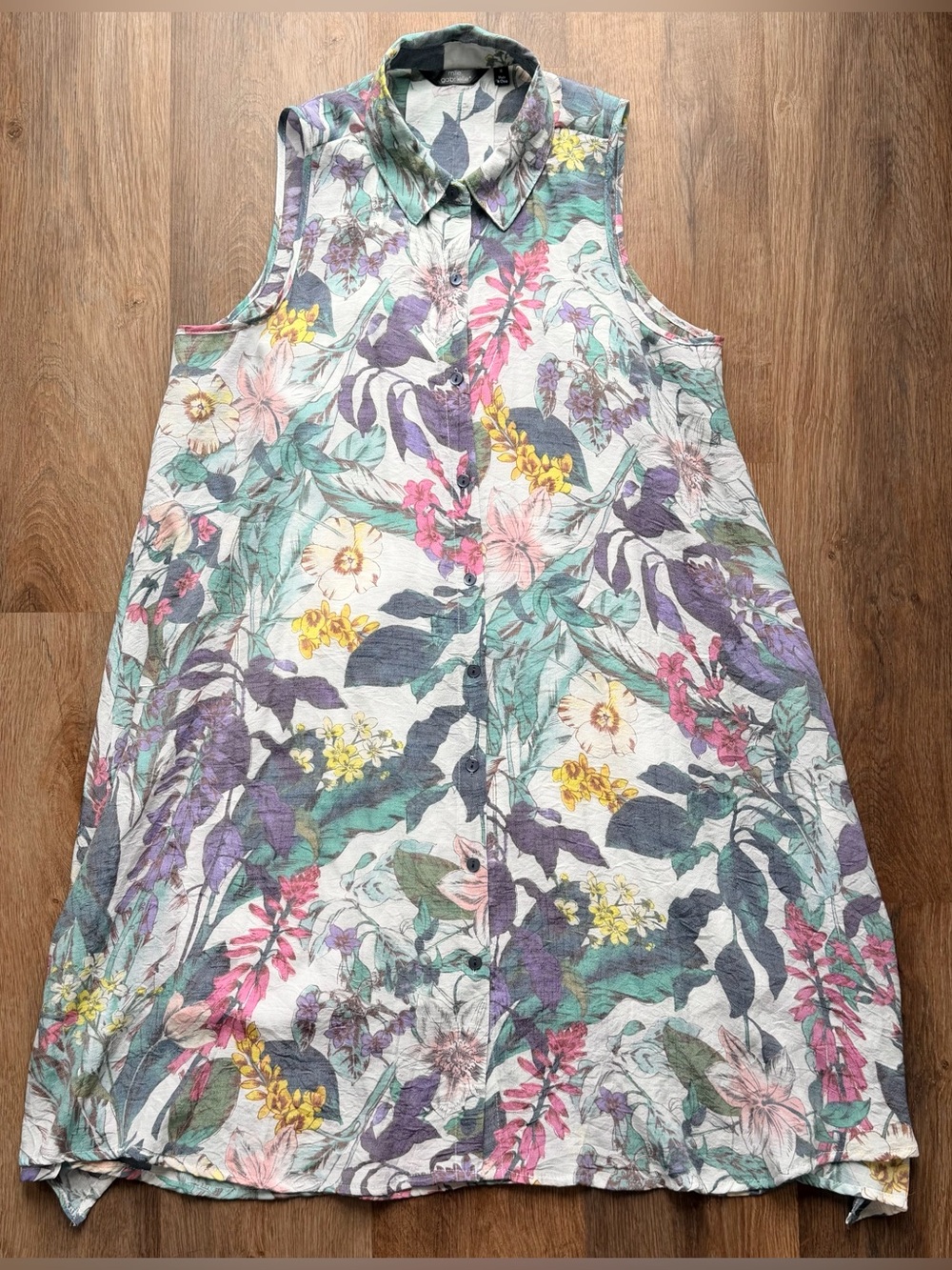 MLLE GABRIELLE | Floral Button Dress | Sleeveless Swing | Dress | Boho Tunic Top
